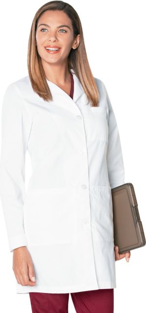 Women's 3-Pcoket Full Length Lab Coat White Size 48